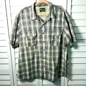 G.H. Bass & Co. Short Sleeve Plaid Button Up Fishing Shirt Size XXL